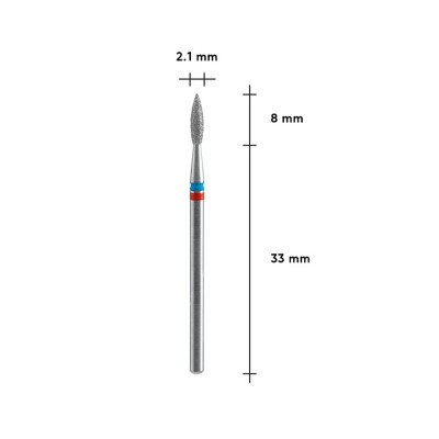Staleks Diamond Flame Drill Bit with Blue-Red Indicator 8mm